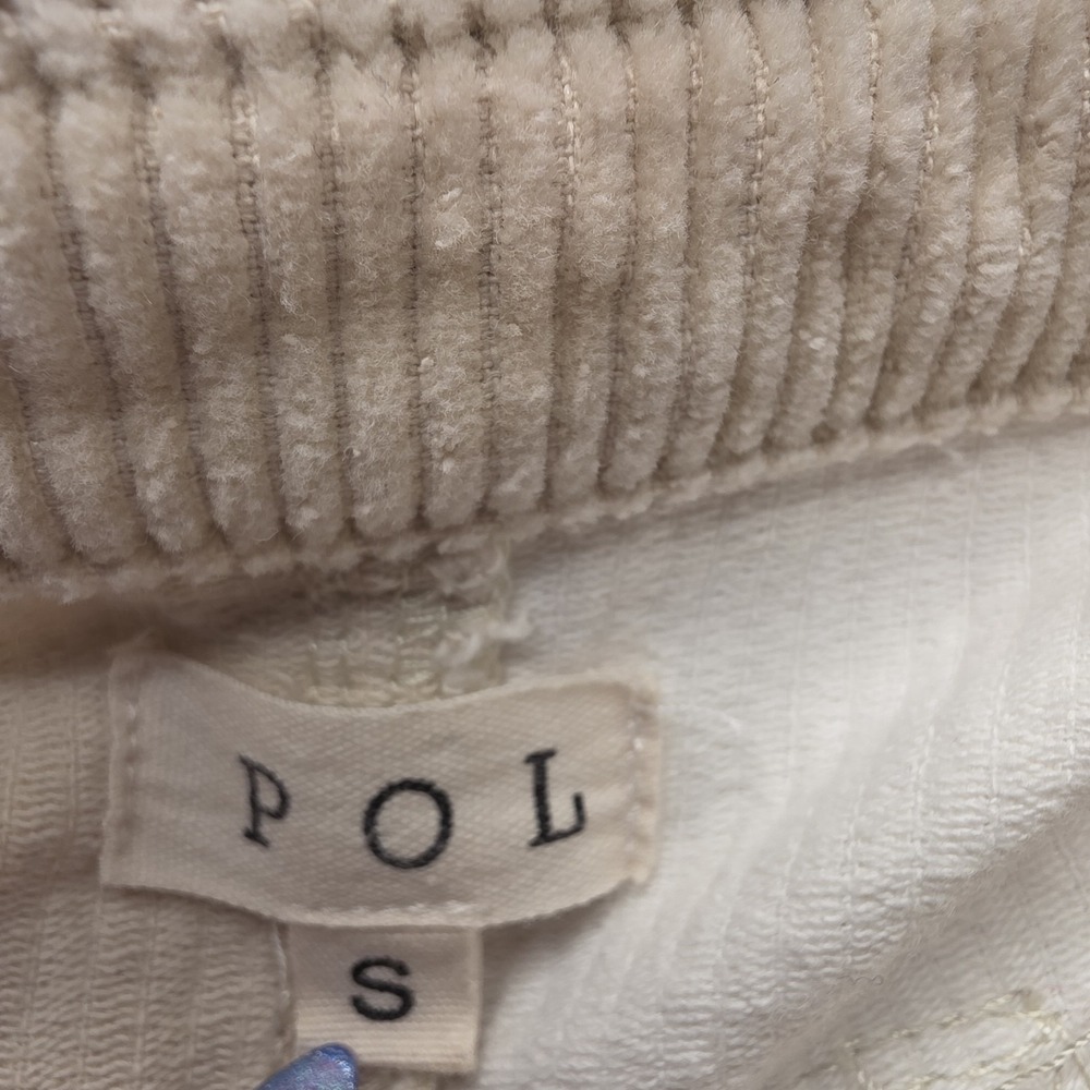 POL Oversized Corduroy Shirt Jacket Womens Small Raw Hem Button Up Colorblock - Picture 5 of 9
